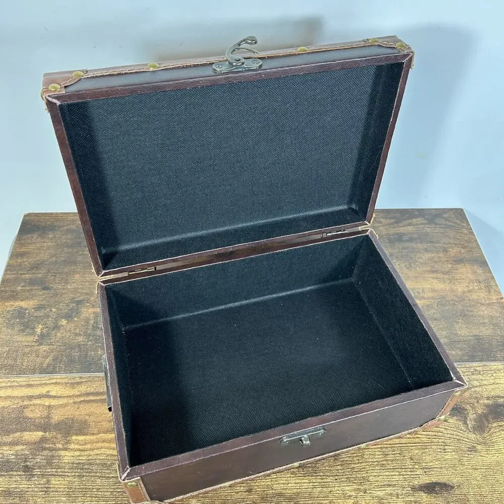 Unbranded Vintage Style Small Trunk Decorative Storage Box Faux Leather Brown